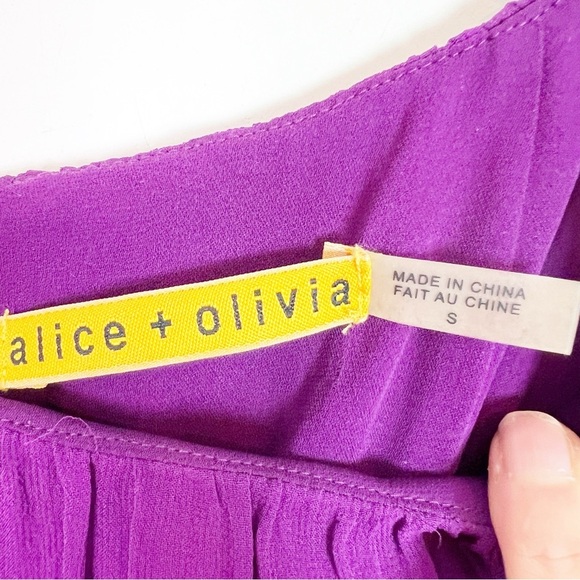 ALICE + OLIVIA SILK PURPLE SLEEVELESS FIT AND FLARE DRESS SZ SMALL - Picture 3 of 7